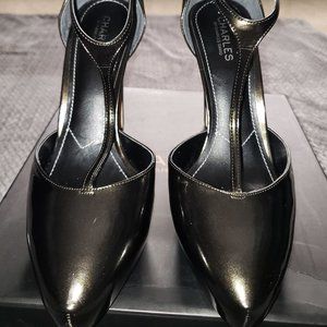 Size 11 Charles David Patent Pewter/Pearl Platform Heels